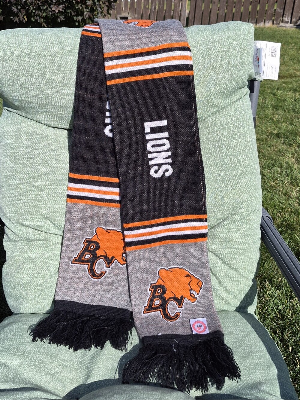BC Lions CFL Black & Orange Knit Fan Scarf